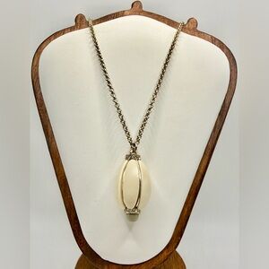 J Crew Ivory Enamel Pendant Statement Necklace